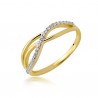 Piękny złoty pierścionek z cyrkoniami w kształcie fali
