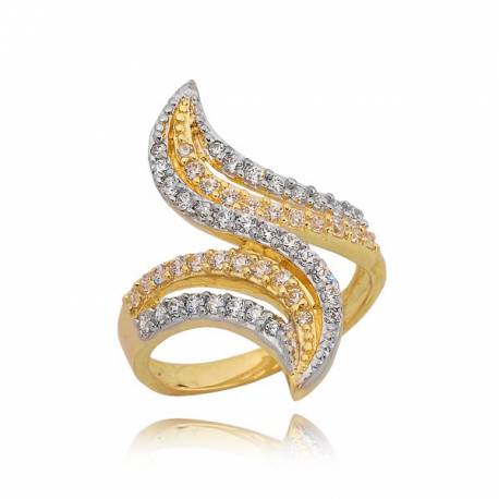 Złoty pierścionek z pięknym zamaszystym wzorem