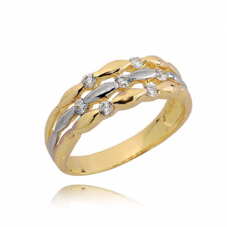 Klasyczny złoty pierścionek z cyrkoniami