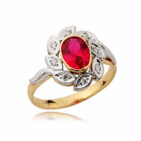 Piękny pieścionek z czerwonym rubinem