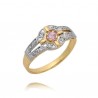 Złoty pierścionek z różową cyrkonią