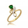 Delikatny pierścionek z zieloną cyrkonią 
