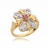 Ślicznie zdobiony pierścionek z różową cyrkonią