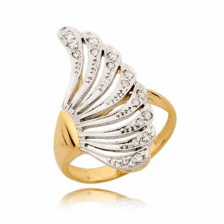 Piękny złoty pierścionek w kształcie wachlarza