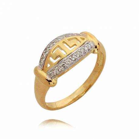 Elegancki złoty pierścionek z wzorem greckim